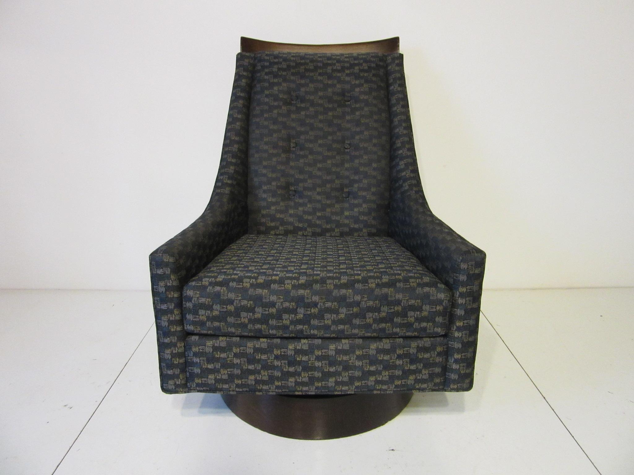 American Upholstered Rocking and Swiveling Lounge Chair in the Style of Pearsall