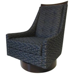 Upholstered Rocking and Swiveling Lounge Chair in the Style of Pearsall