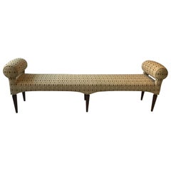 LONG Upholstered Rolled Arm Bench