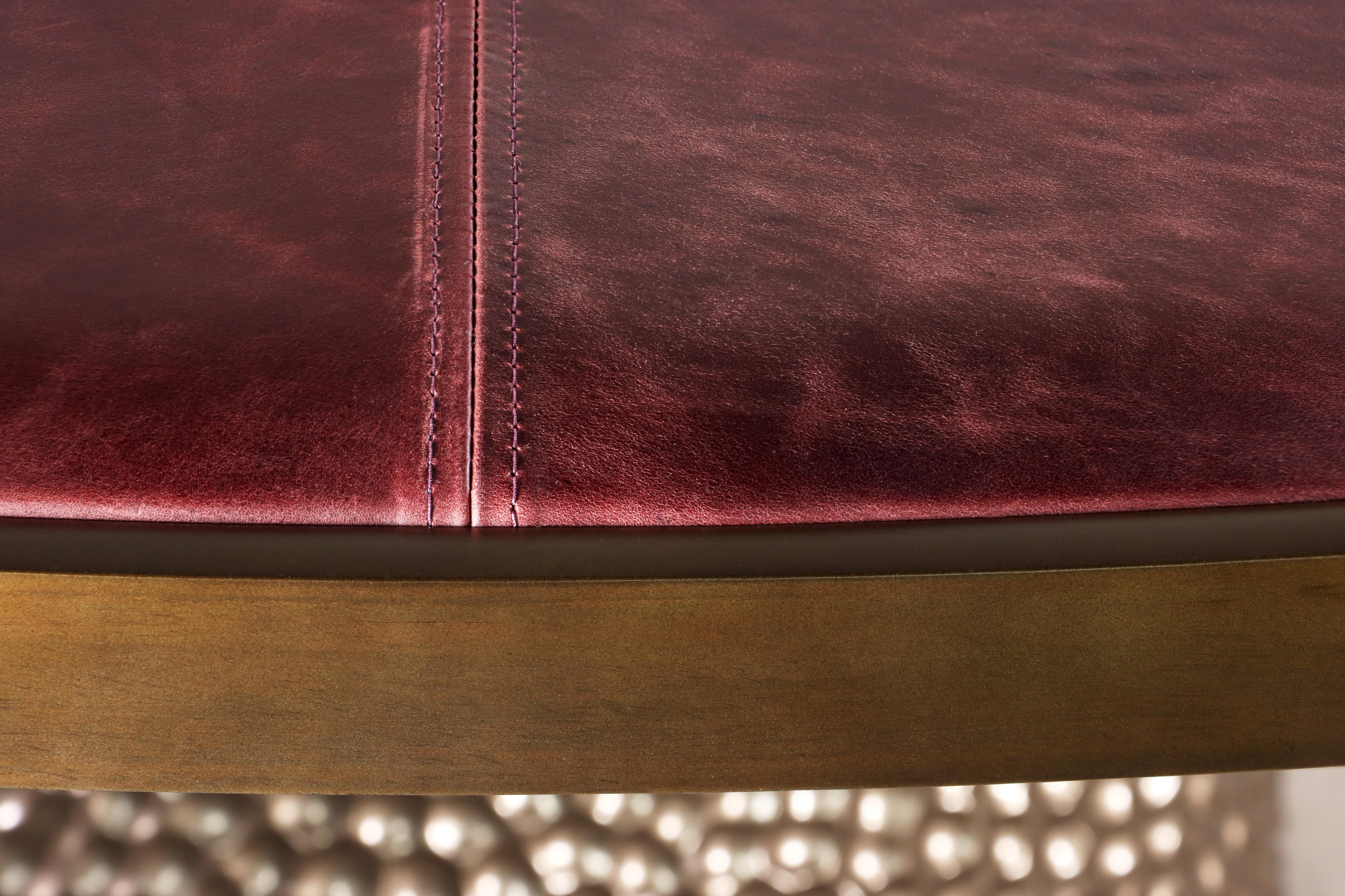 Upholstered Round Game Table with Metallic Carved Base from Costantini, Giada For Sale 1
