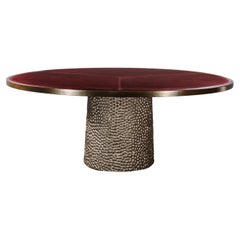 Upholstered Round Game Table with Metallic Carved Base from Costantini, Giada