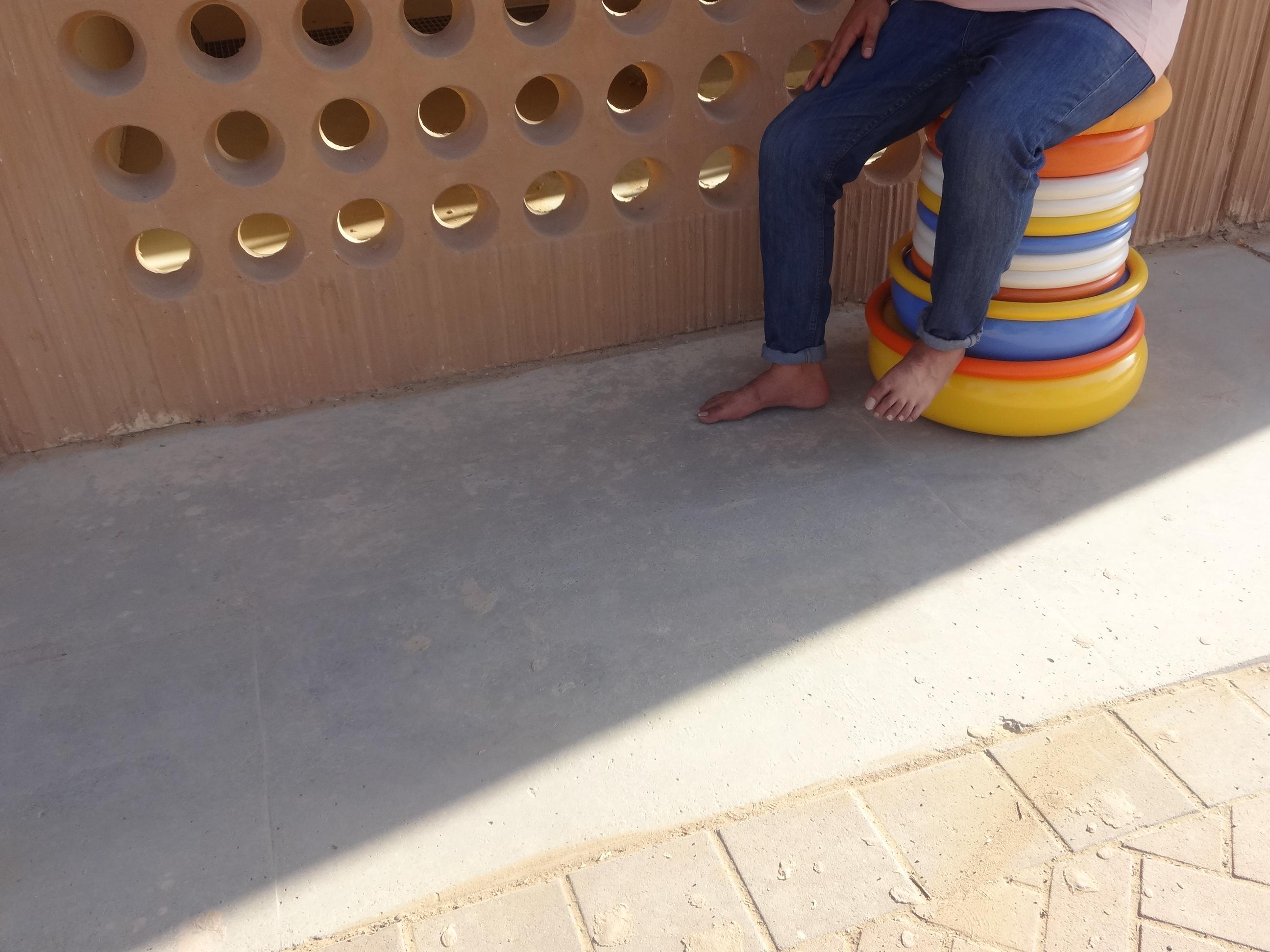 Upholstered RUDO Stool by Rejo Studio In New Condition For Sale In Riyadh, SA