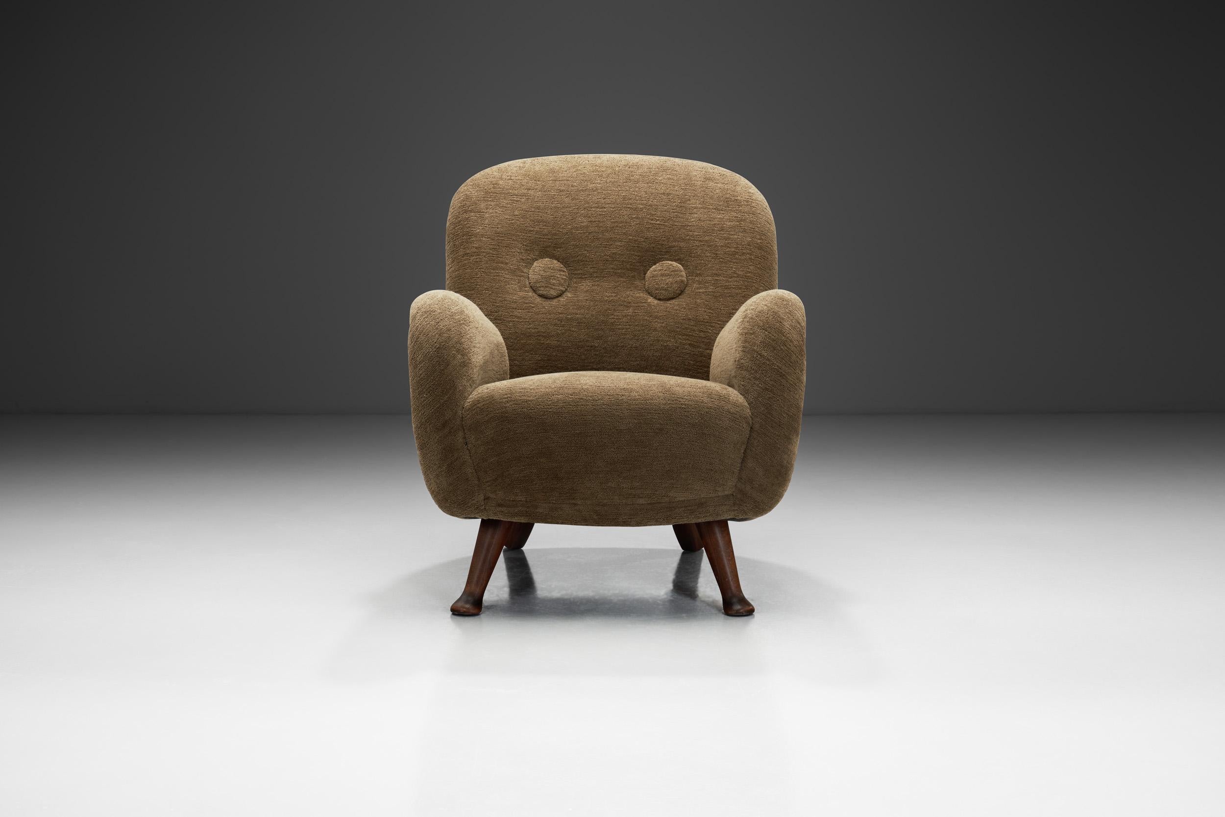 Sillón escandinavo tapizado de roble de Berga Möbler, Suecia Década de 1940 Escandinavo moderno en venta