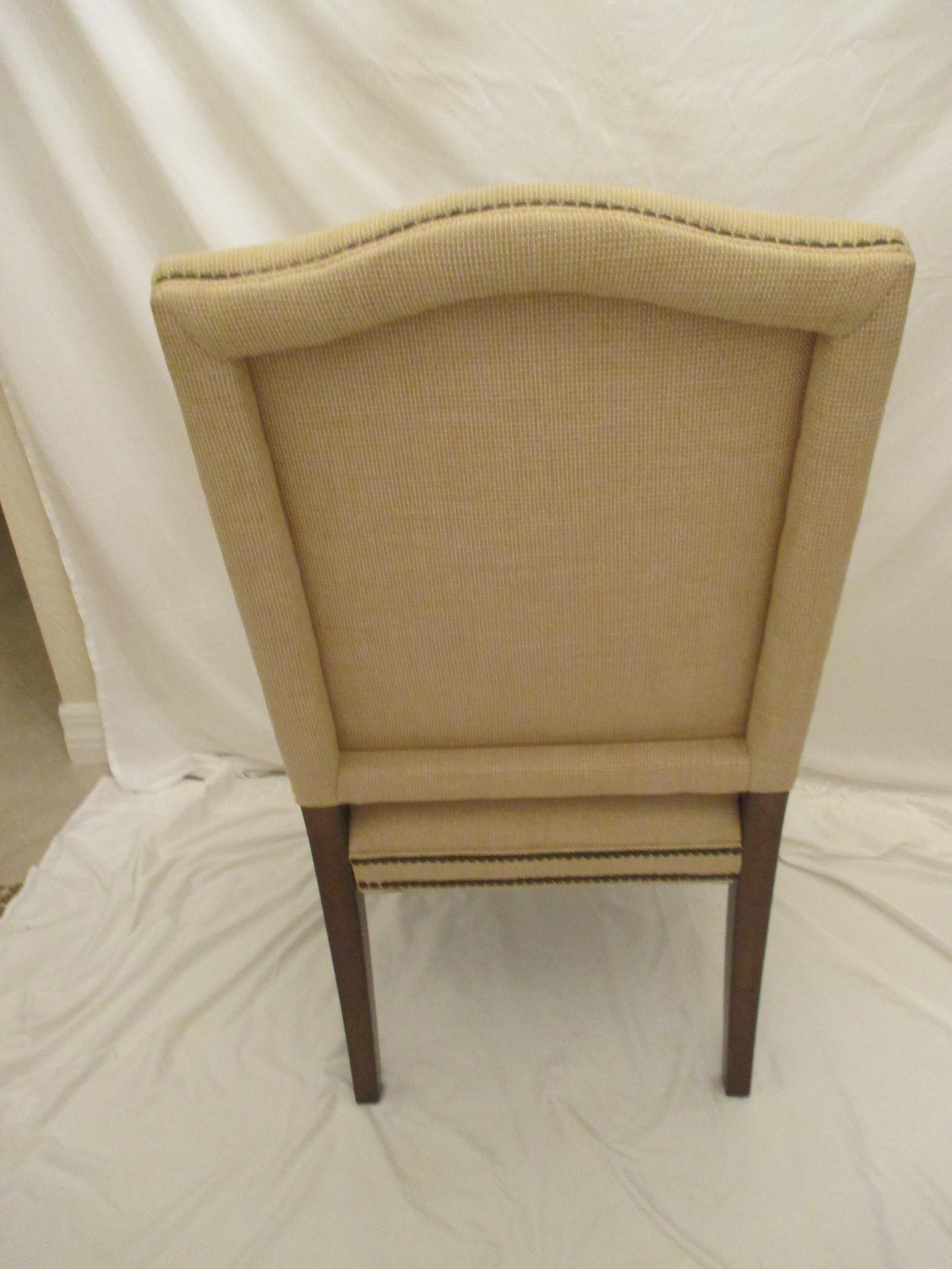 Stained Upholstered Side Chair with Nailhead Trim For Sale