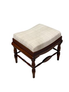 Upholstered Slightly Curved Pair Stools, Italy, 19th Century