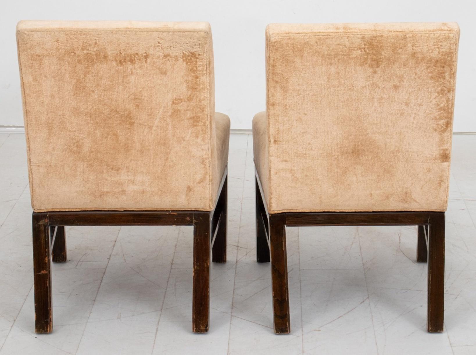 Contemporary Upholstered Slipper Chairs, Pair For Sale
