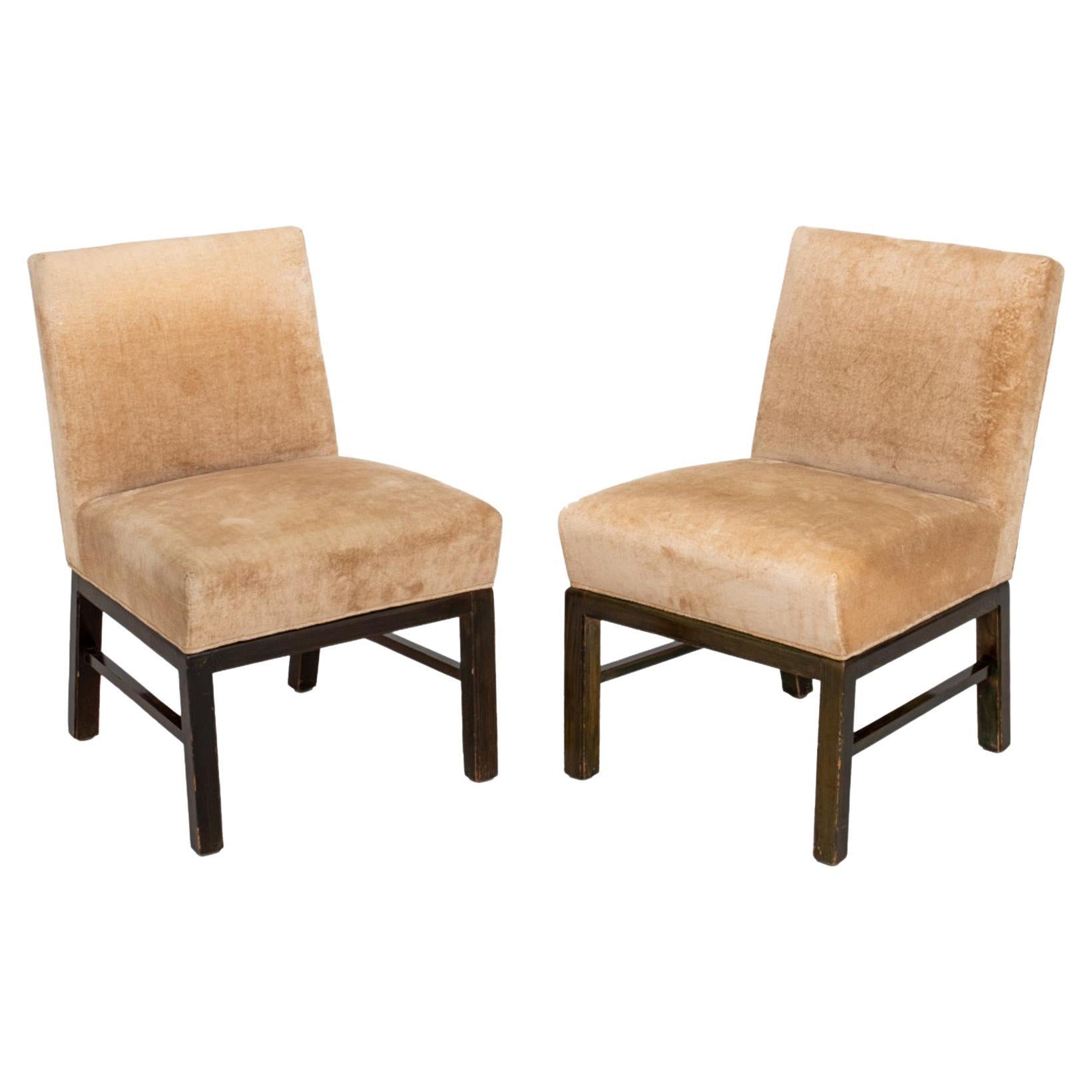 Upholstered Slipper Chairs, Pair For Sale