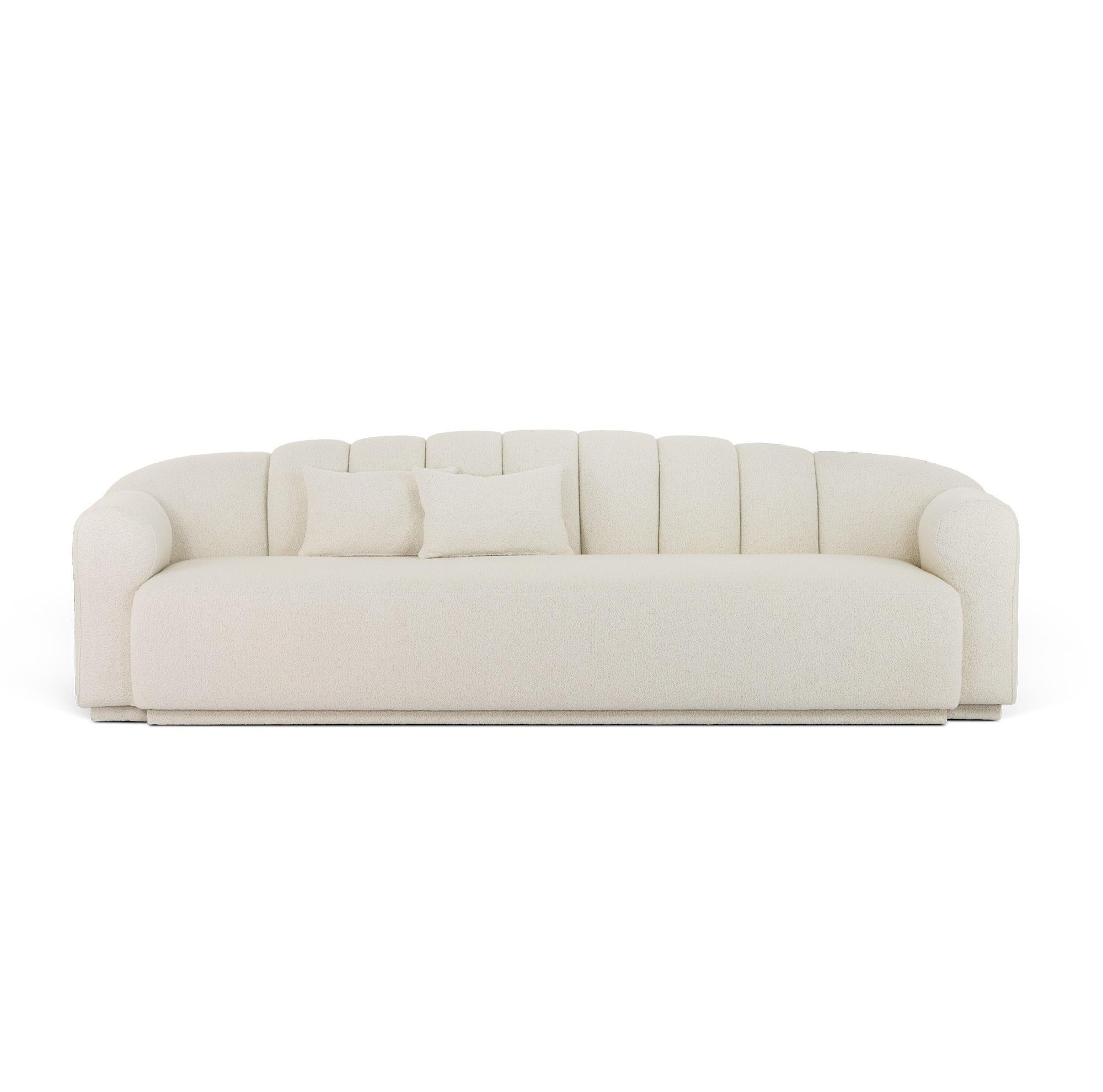 Gepolstertes Sofa mit getufteter Rückenlehne und Sockel (Moderne der Mitte des Jahrhunderts) im Angebot