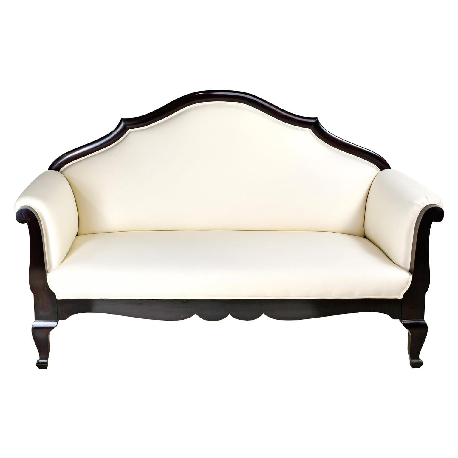 Scandinavian Sofa with Upholstered Dark Umber Mahogany Frame, circa 1915 For Sale