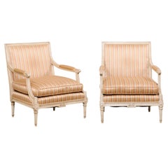 Upholstered Square-Back Fauteuils w/ Louis XVI Inspired Design, Roomy XL Seats