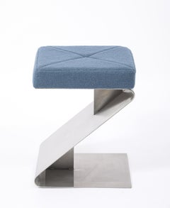 Upholstered Stainless Steel Z Bench, France 1960's