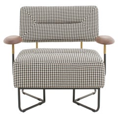 Upholstered Steel Houndstooth Lounge Chair, QT Chair