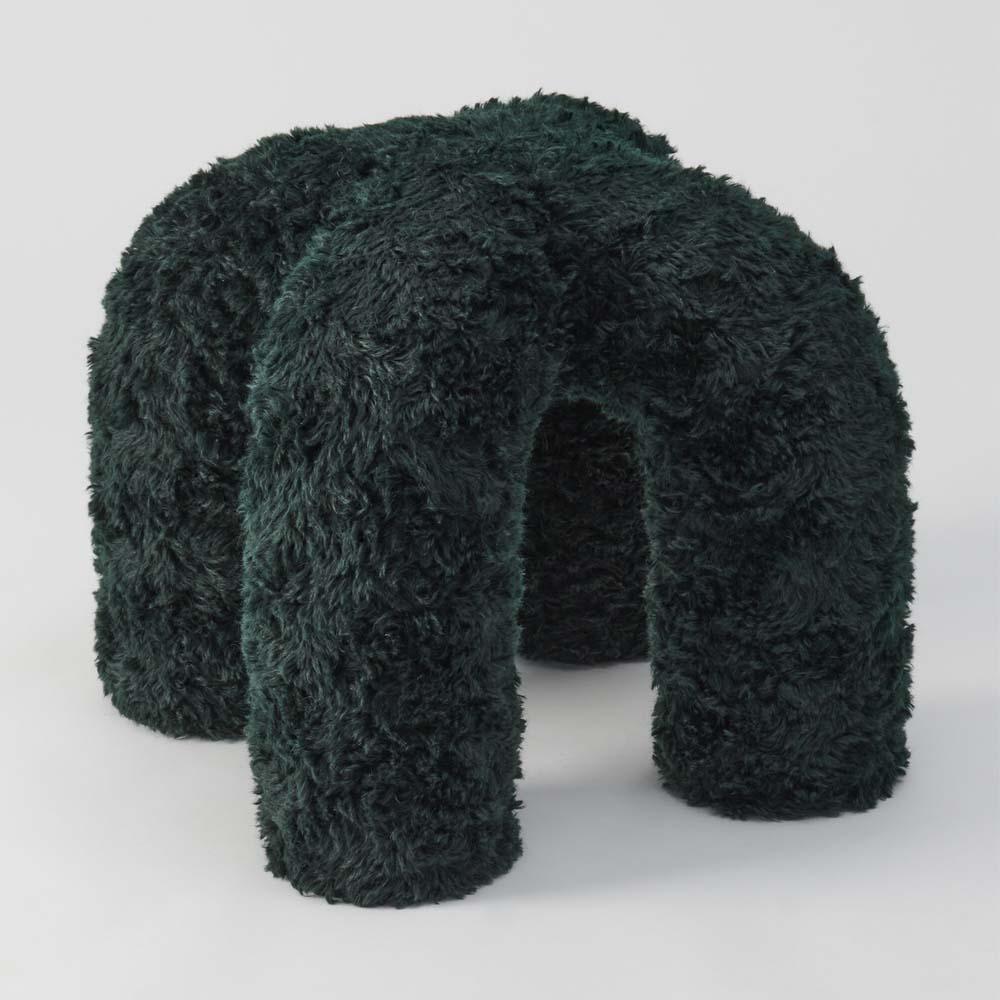 Contemporary Upholstered Stitch Stool Boucle For Sale