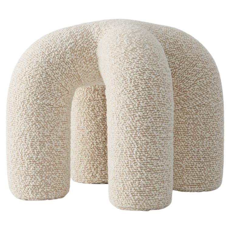 Upholstered Stitch Stool Boucle For Sale