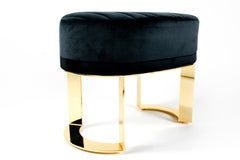 Upholstered vanity bench, Gold Plated Legs Bench