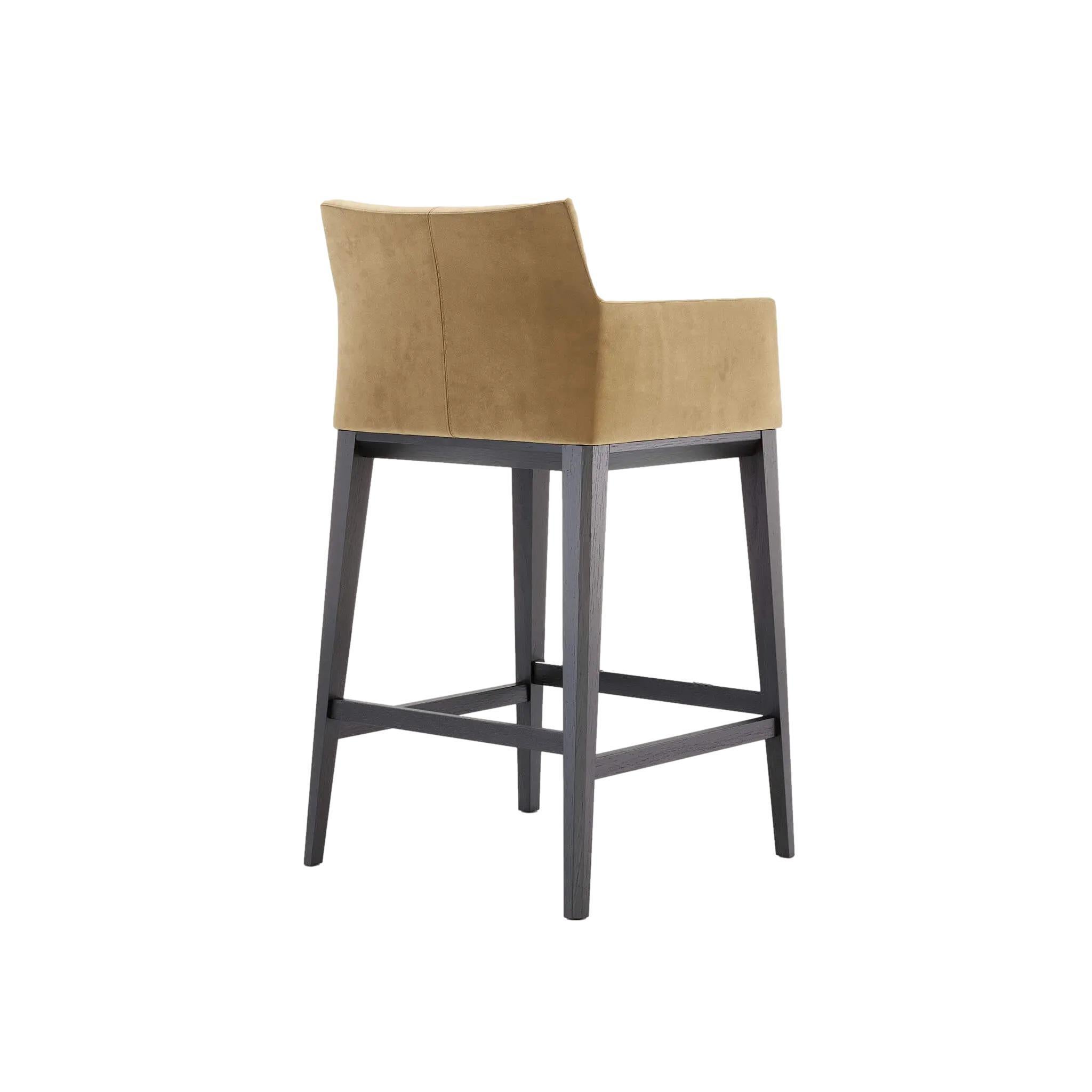 Modern Upholstered Stool Offered in Solid Wood Structure