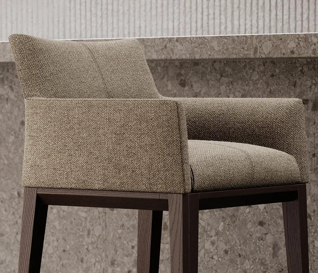 Contemporary Upholstered Stool Offered in Solid Wood Structure
