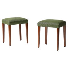 Upholstered Stool with Elm Legs, Italy, c. 1950