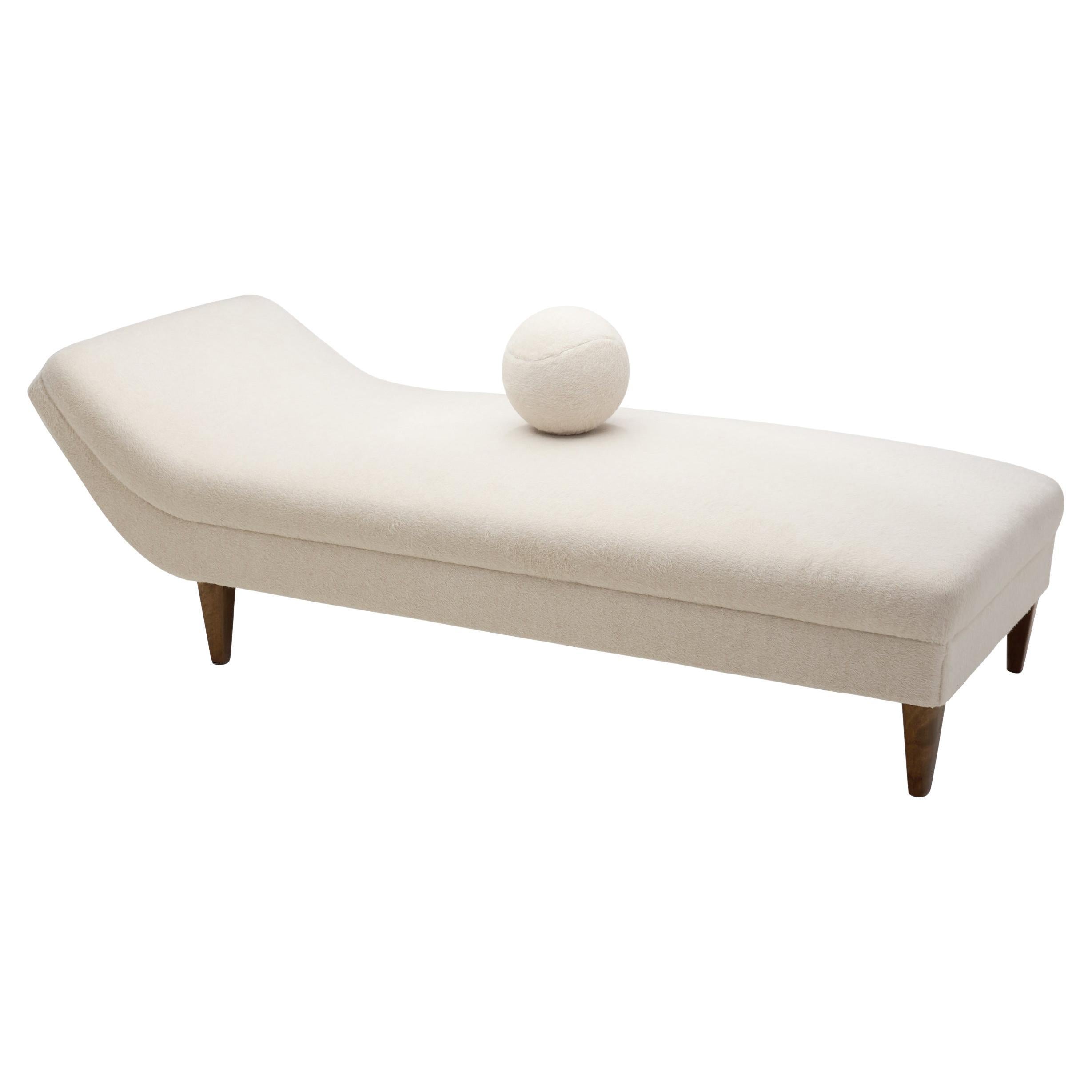 Upholstered Swedish Modern Daybed with Matching Accent Pillow, Sweden ca 1940s