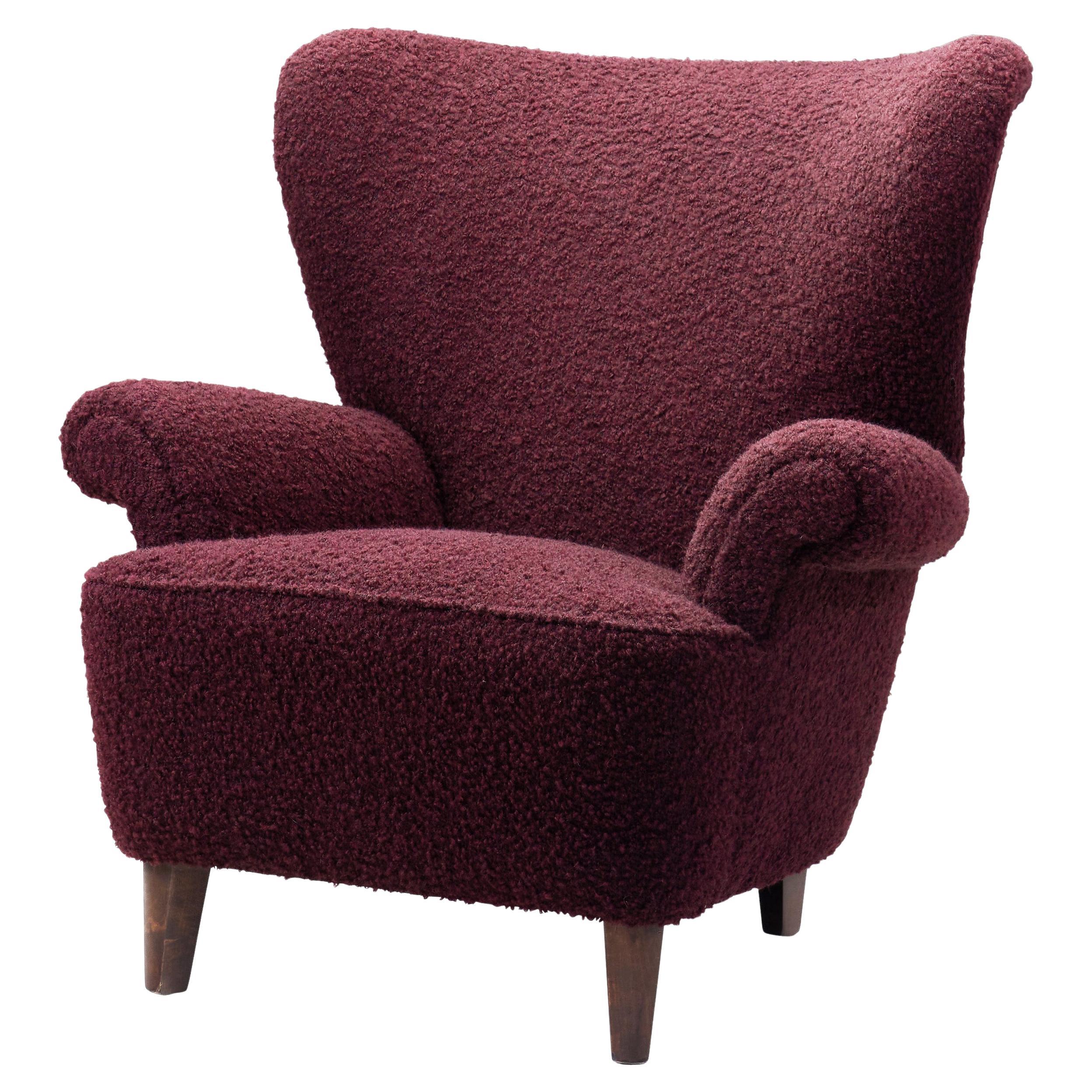 Upholstered Swedish Modern Lounge Chair, Sweden 1940s