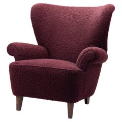 Vintage Upholstered Swedish Modern Lounge Chair, Sweden 1940s