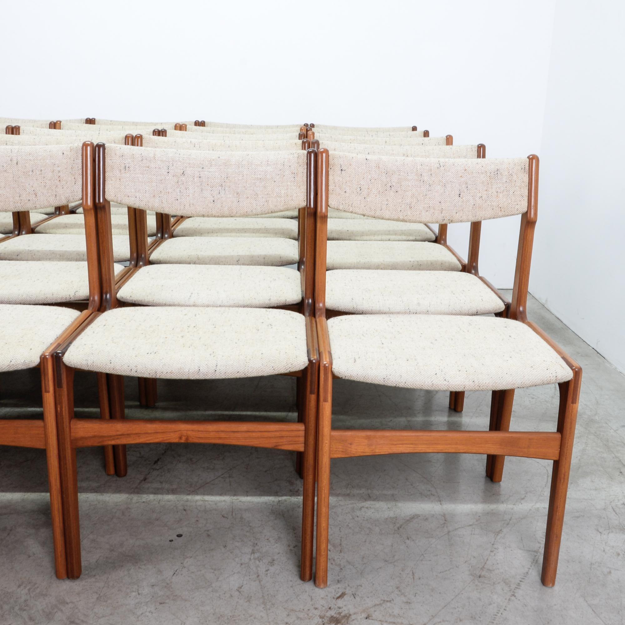 Scandinavian Modern Upholstered Teak Dining Chairs, Set of 30