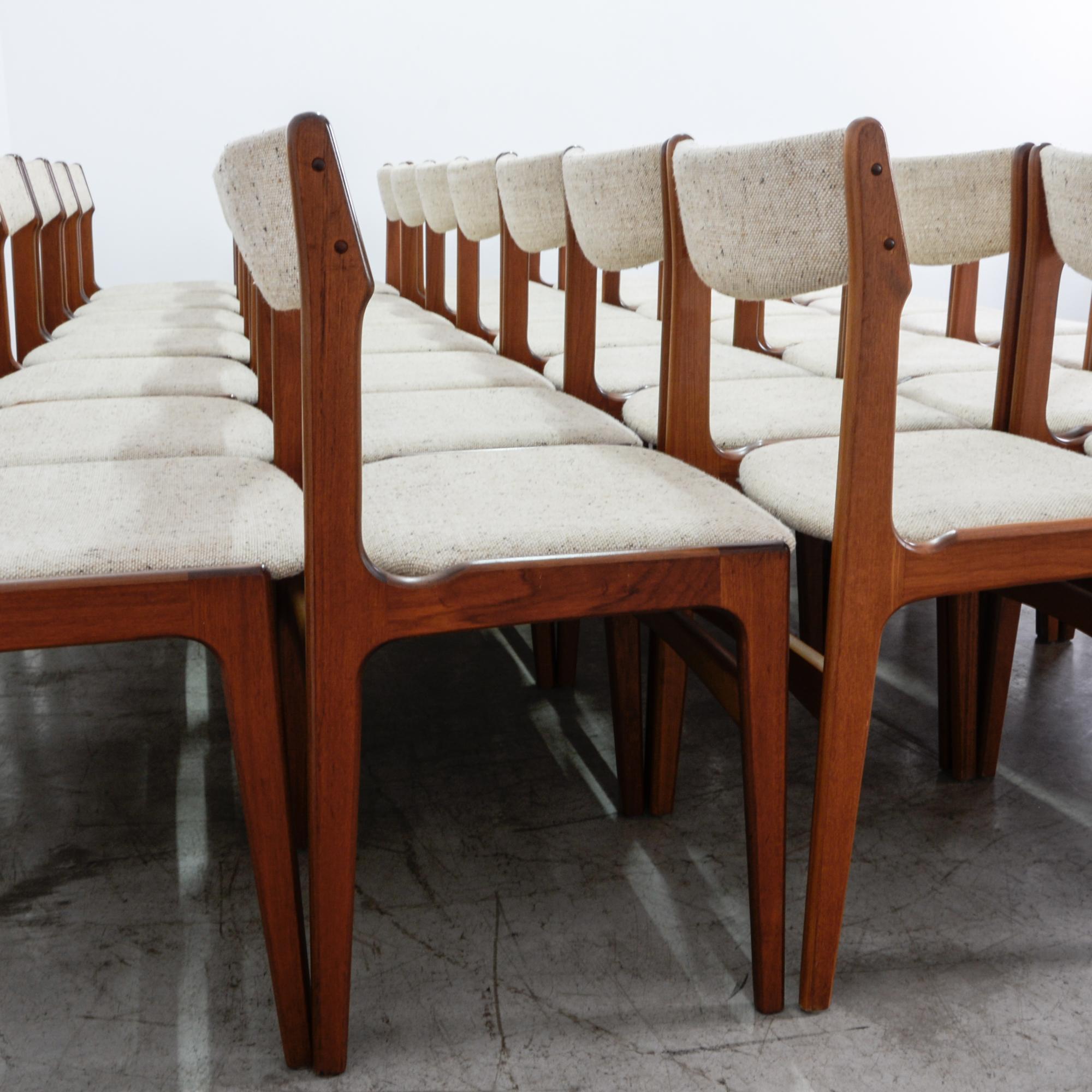 Mid-20th Century Upholstered Teak Dining Chairs, Set of 30
