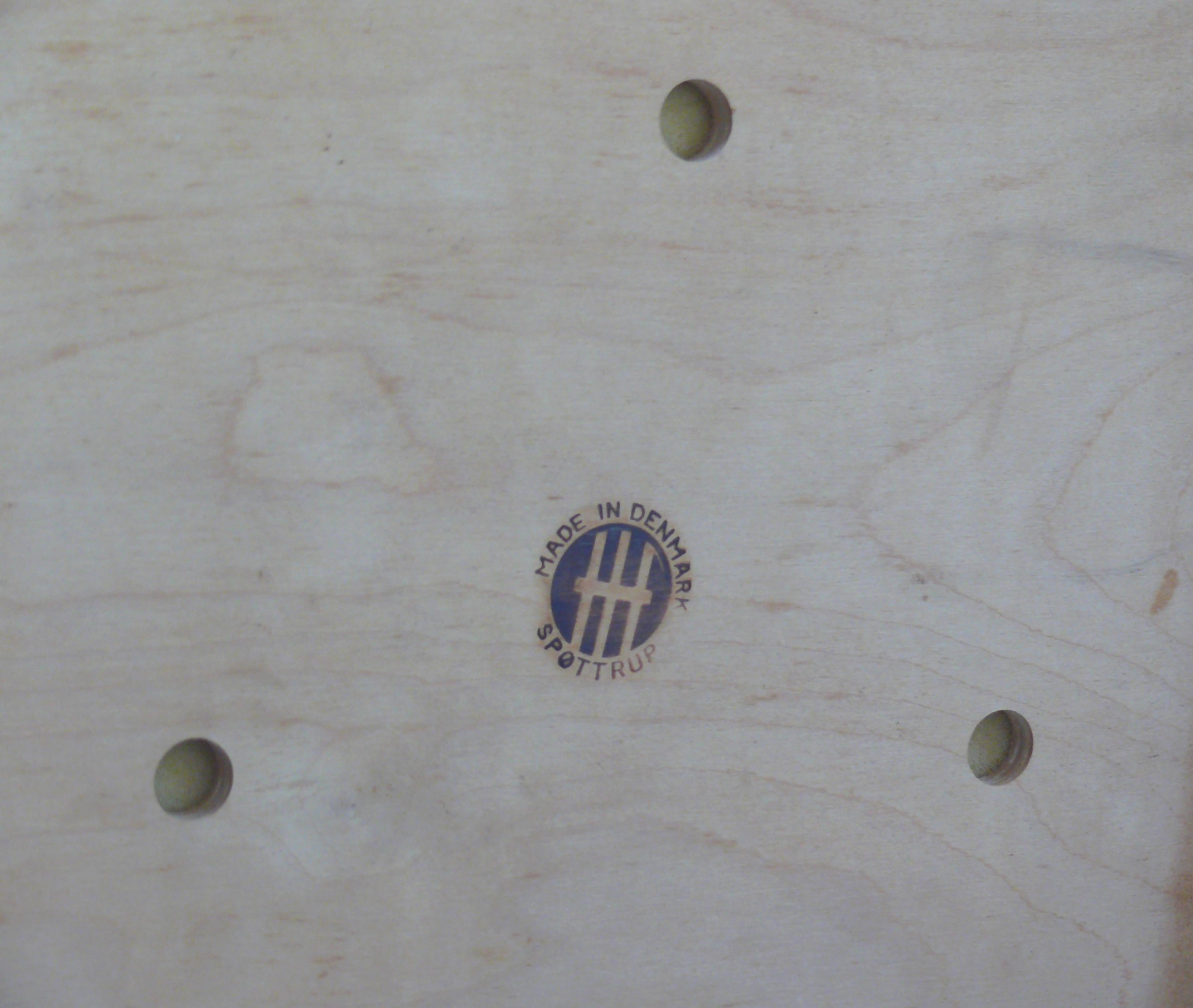 Pouf/sgabello imbottito in teak, di Hugo Frandsen per Spøttrup Møbler, Danimarca in vendita 3