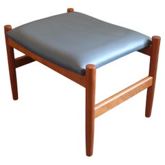 Upholstered teak ottoman/stool, by Hugo Frandsen for Spøttrup Møbler, Denmark