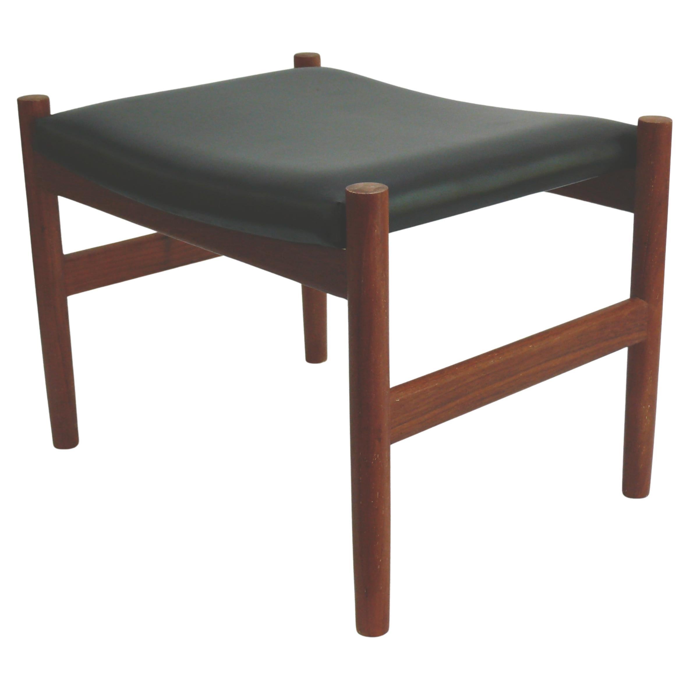 Pouf/sgabello imbottito in teak, di Hugo Frandsen per Spøttrup Møbler, Danimarca in vendita