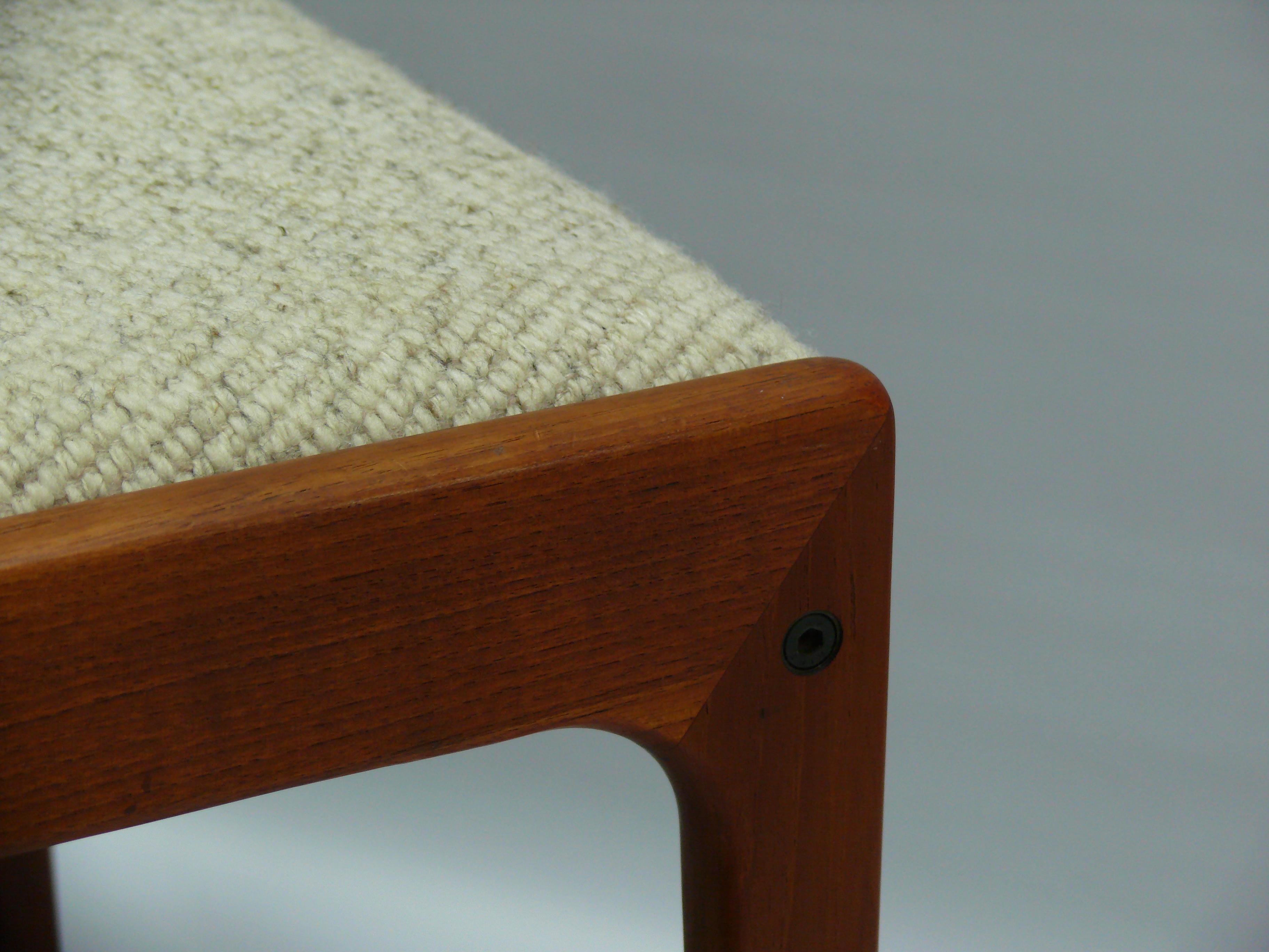 Upholstered teak ottoman/stool - KS Møbler, Denmark Tapicería en venta