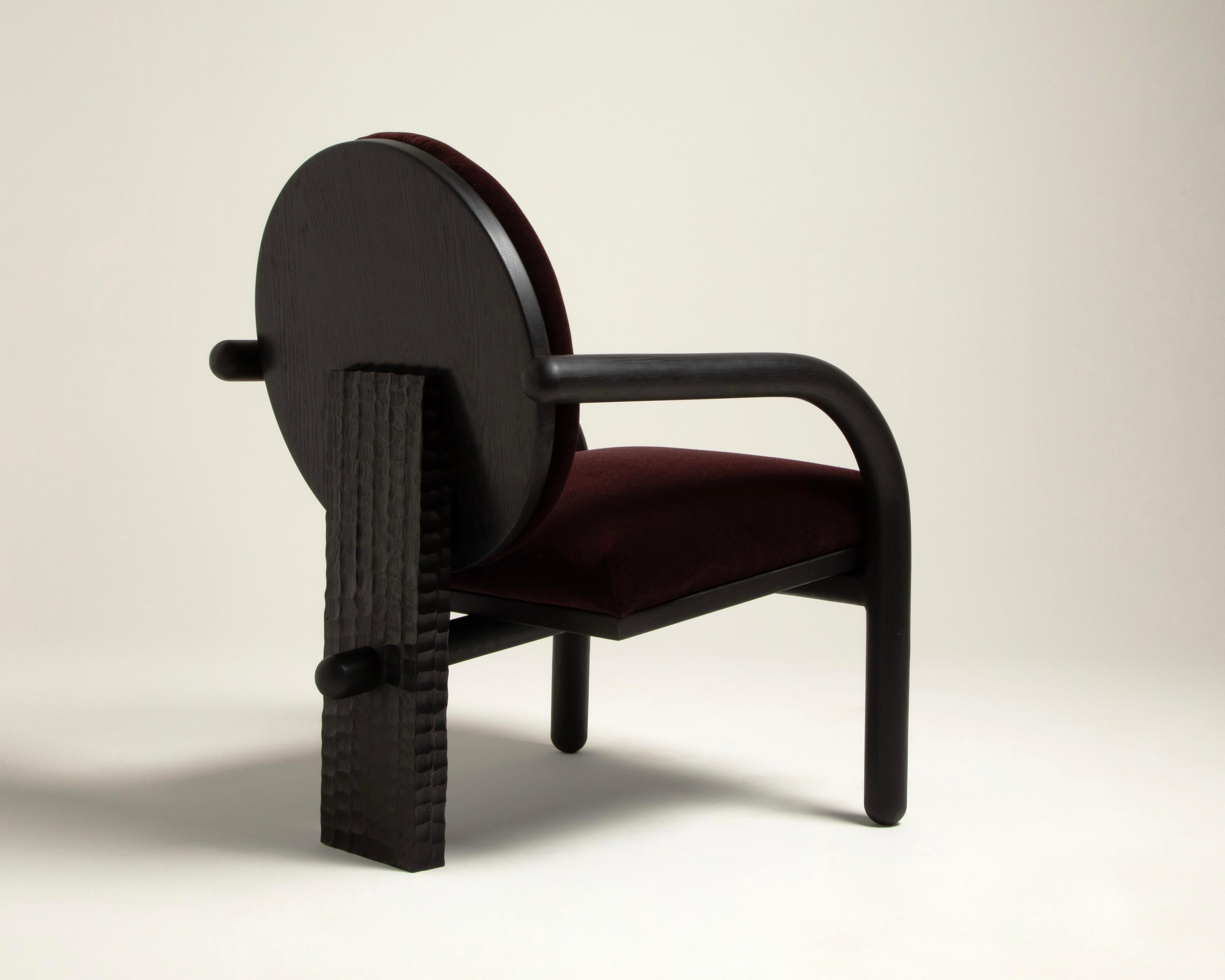 Upholstered Theia Lounge Chair in Ebonized Oak by Cultivation Objects In New Condition For Sale In Brooklyn, NY