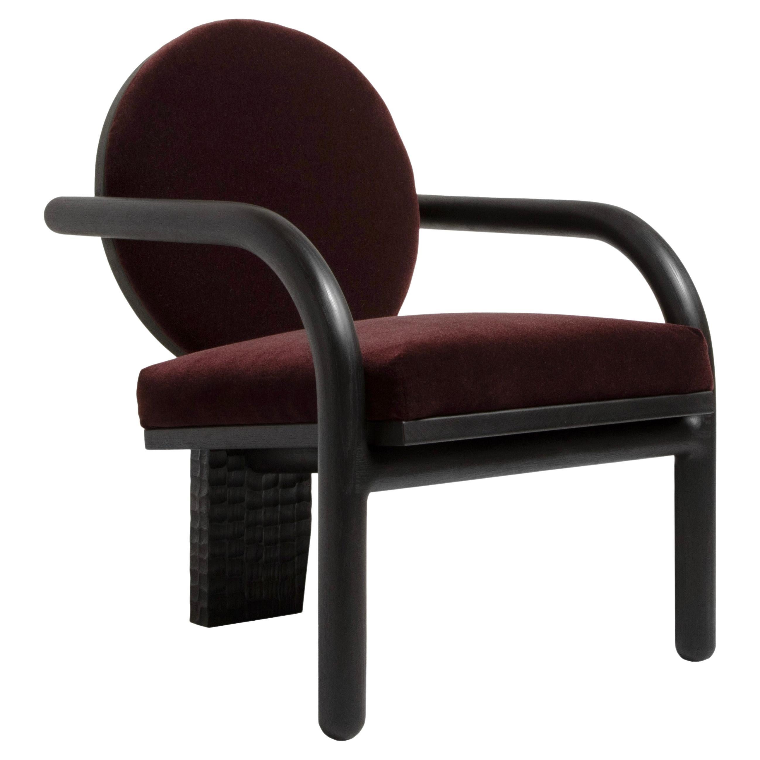 Upholstered Theia Lounge Chair in Ebonized Oak by Cultivation Objects For Sale