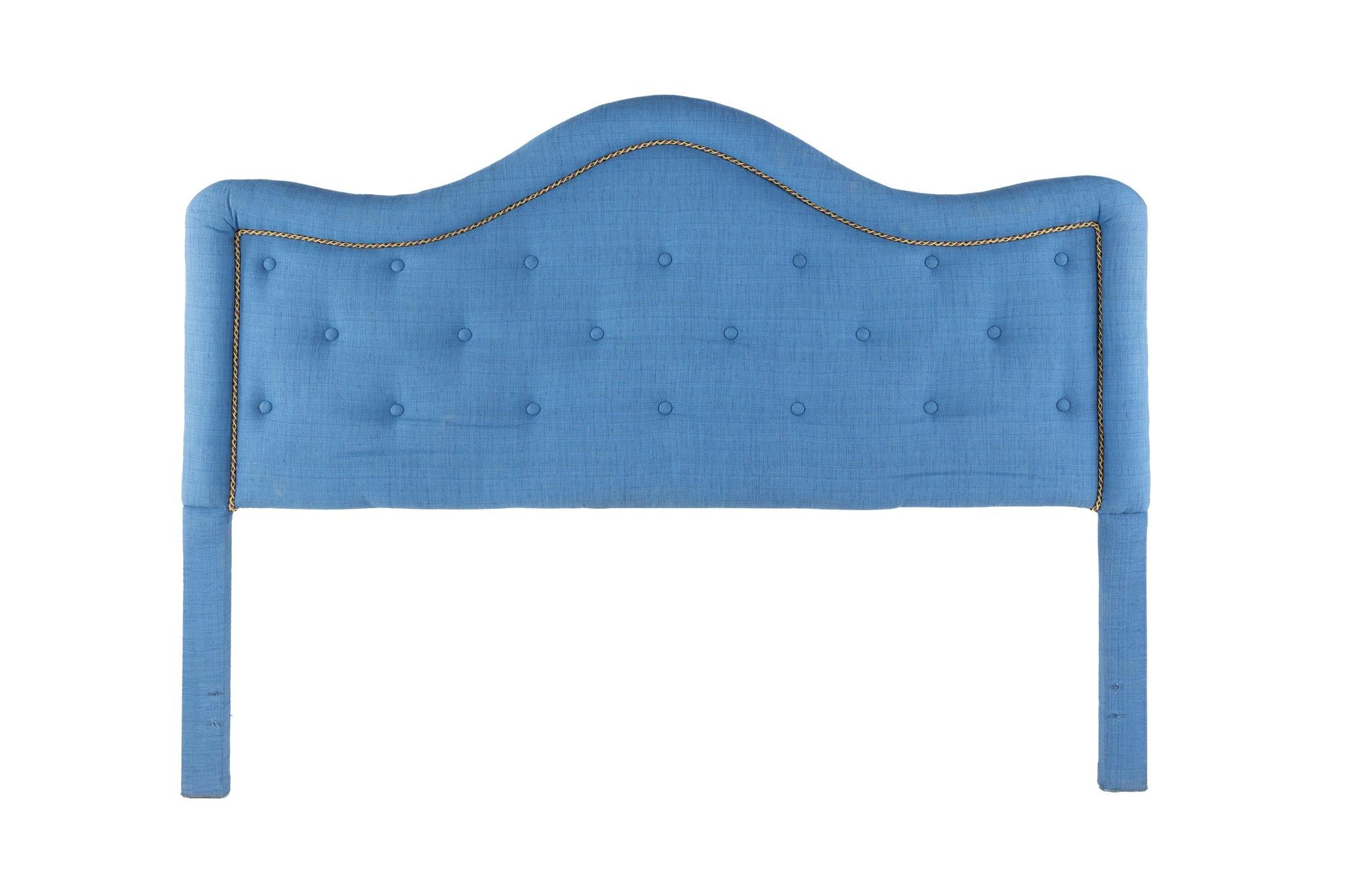 Upholstered Tufted Blue King Headboard

This headboard measures: 79 wide x 3.5 deep x 59 inches high

This headboard is in Good Vintage Condition with some fabric tearing on legs, minor marks, and wear.

About Photos: We take our photos in a