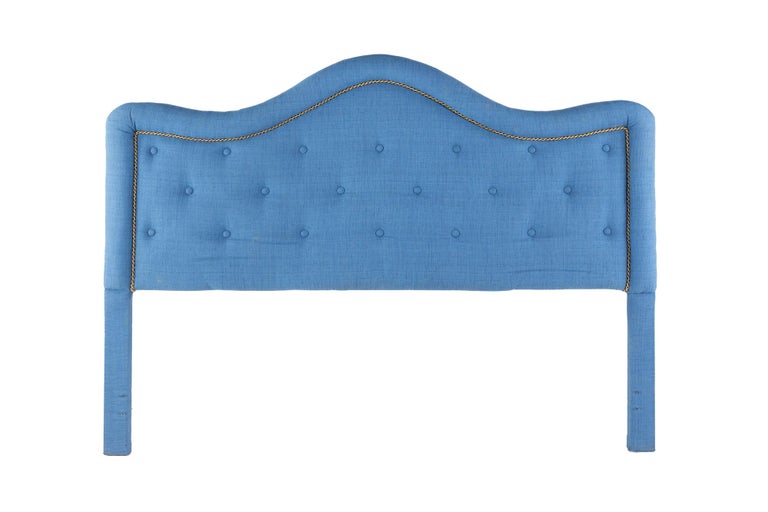 Upholstered Tufted Blue King Headboard at 1stDibs