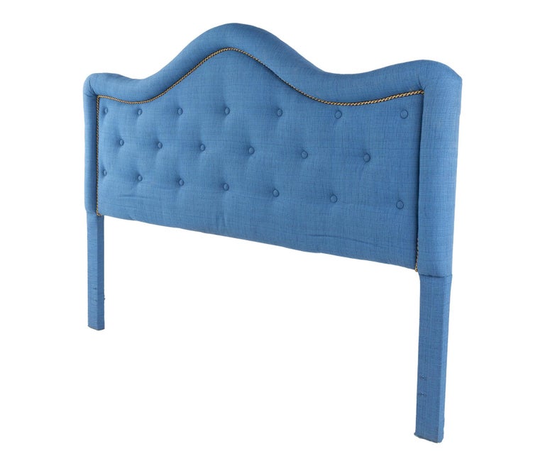 Upholstered Tufted Blue King Headboard at 1stDibs