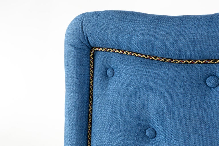 Upholstered Tufted Blue King Headboard at 1stDibs
