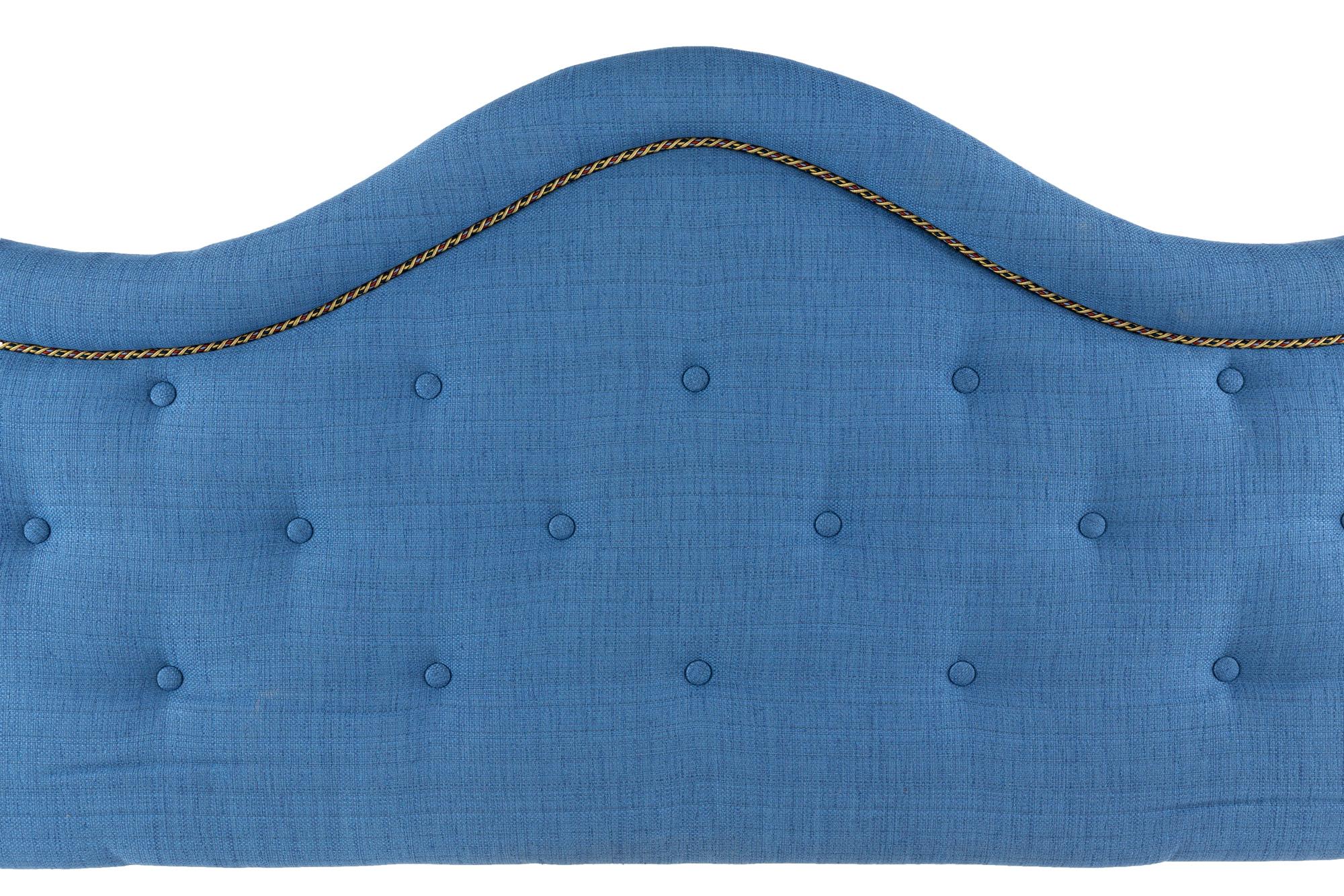 Upholstered Tufted Blue King Headboard In Good Condition In Countryside, IL
