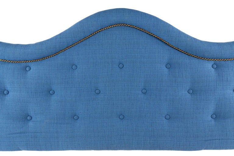 Upholstered Tufted Blue King Headboard at 1stDibs