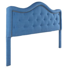 Upholstered Tufted Blue King Headboard