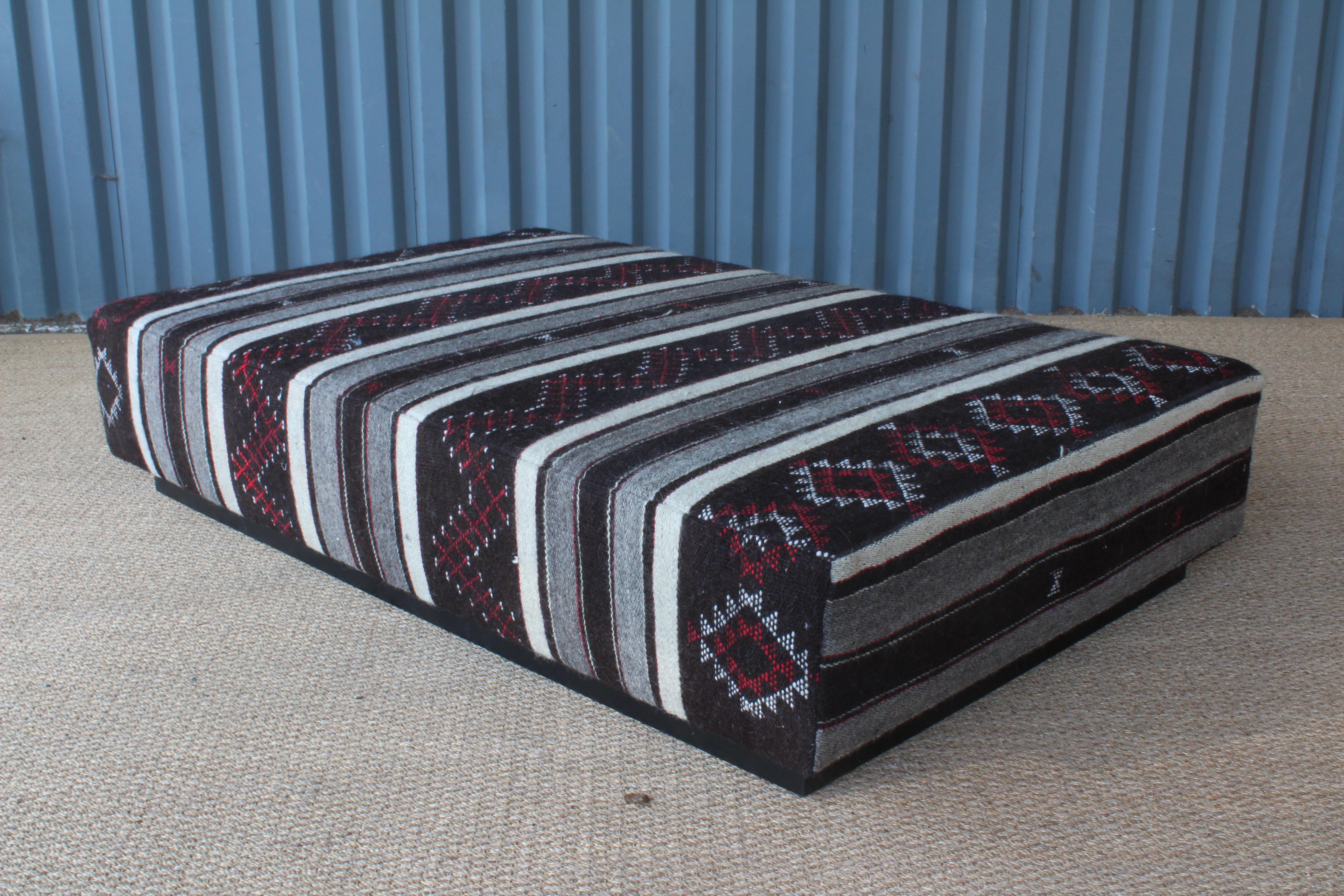 Wool Upholstered Turkish Mohair Rug Ottoman, Turkey, 1960s