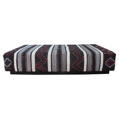 Vintage Upholstered Turkish Mohair Rug Ottoman, Turkey, 1960s