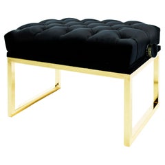 Upholstered Vanity and Piano Bench Plated in Gloss Gold.