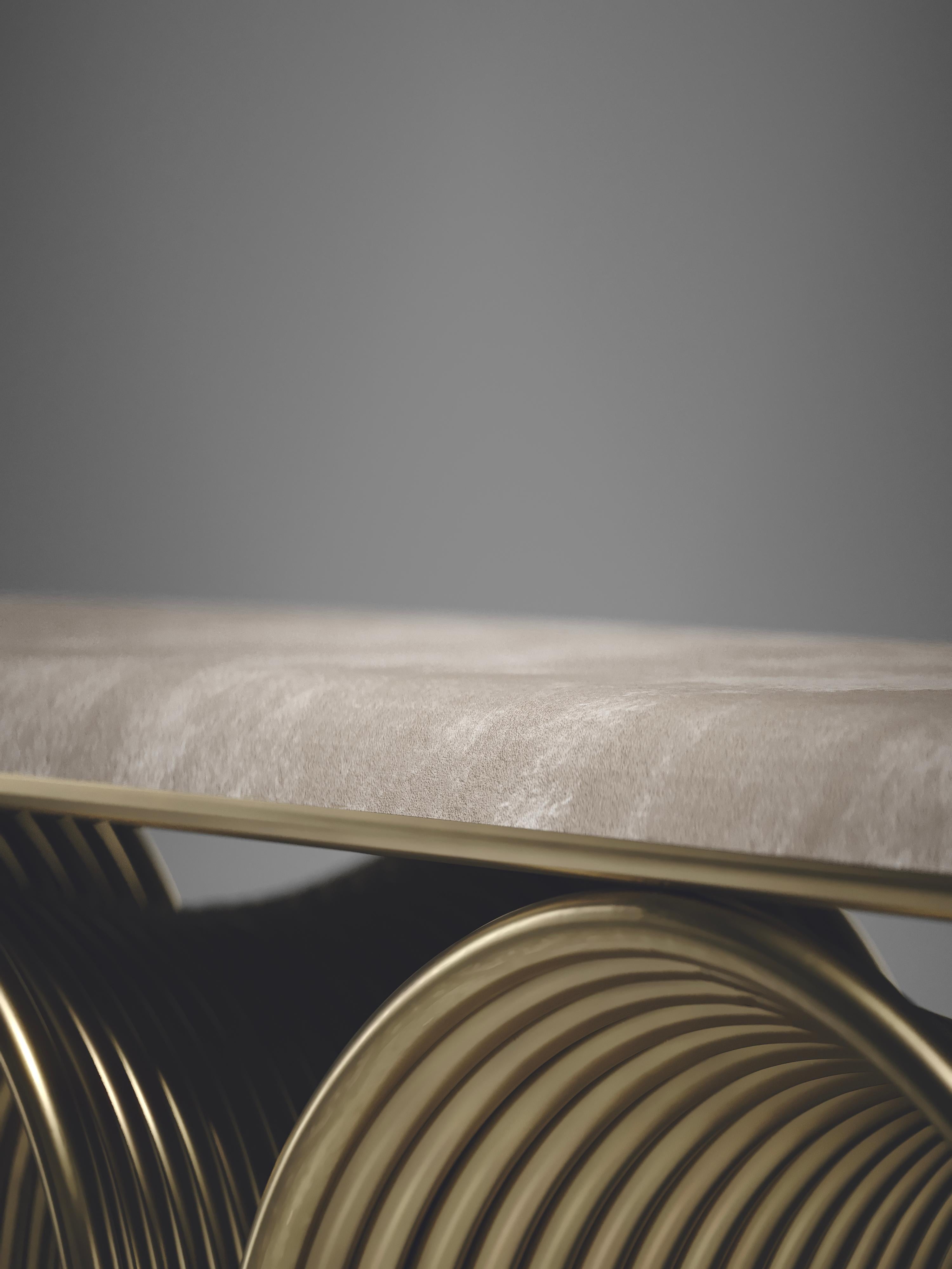 Contemporary Upholstered Velvet Bench with Bronze-Patina Brass Details by R&Y Augousti For Sale