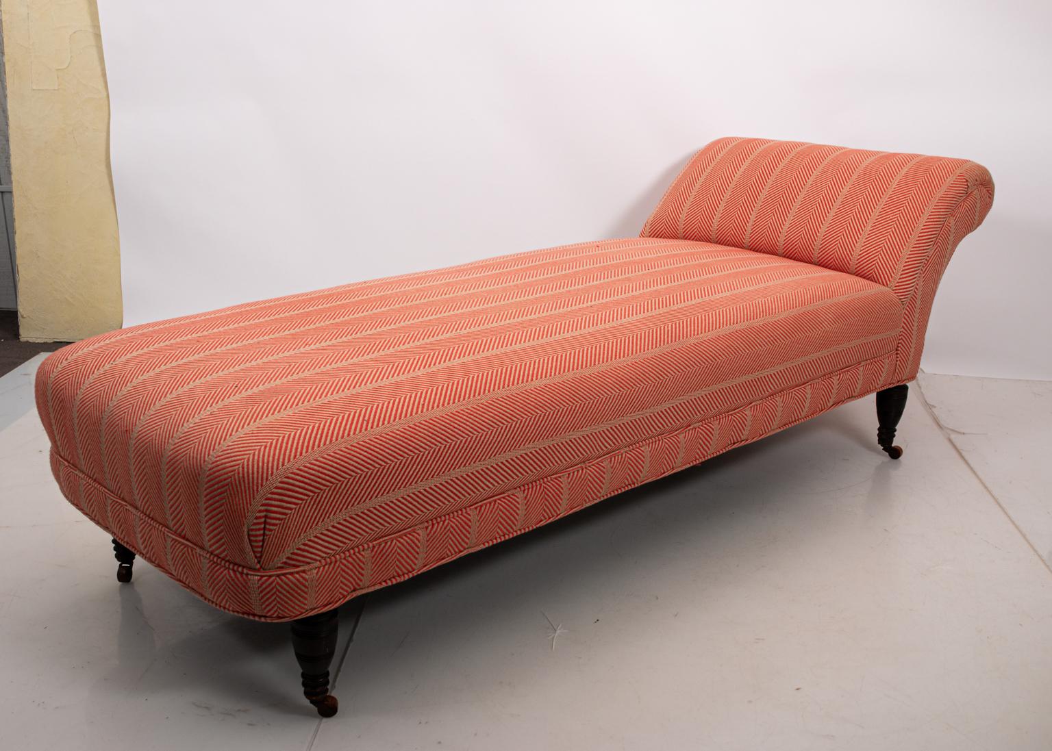 American Upholstered Victorian Chaise Lounge Recamier