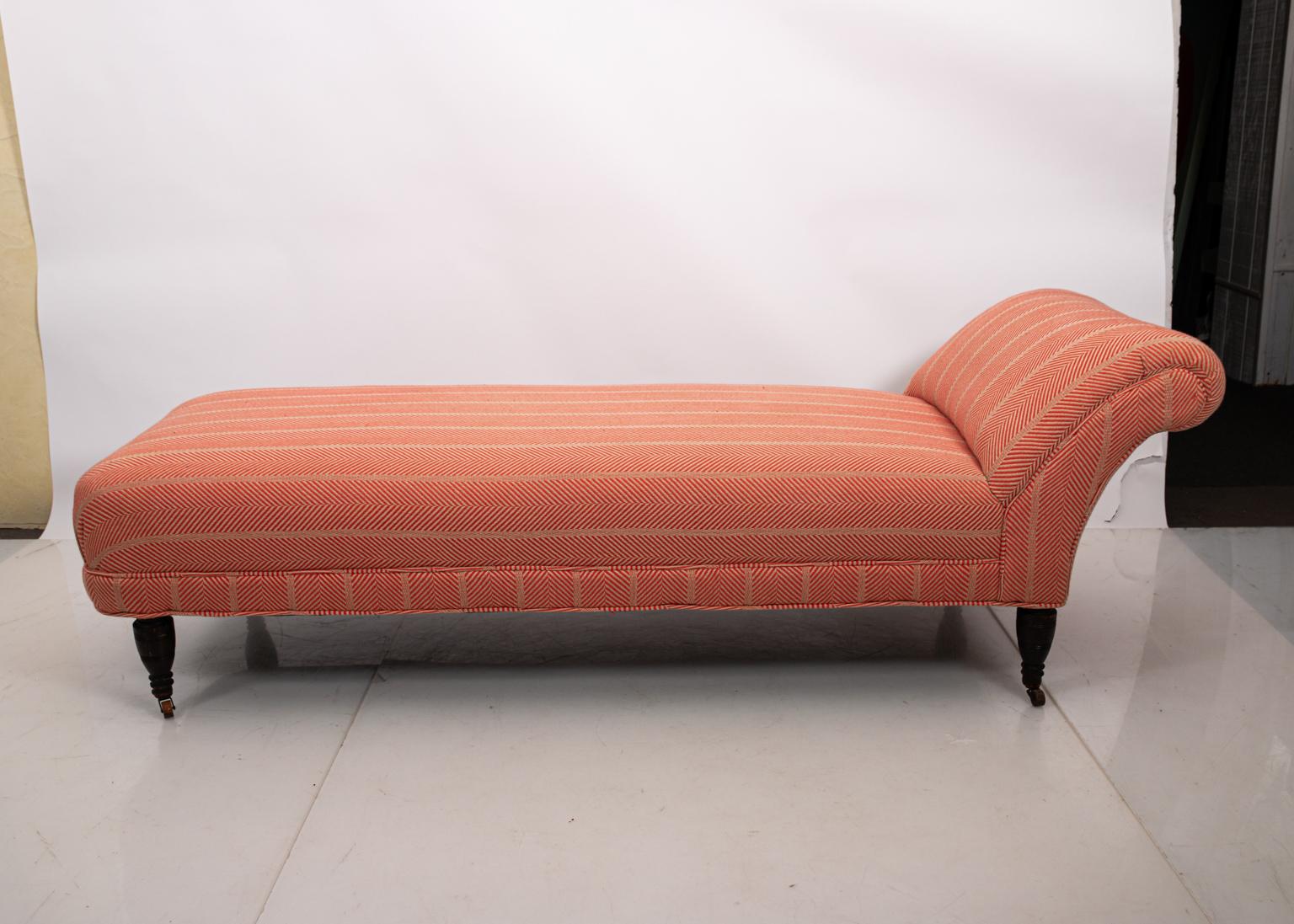 Upholstered Victorian Chaise Lounge Recamier In Good Condition In Stamford, CT