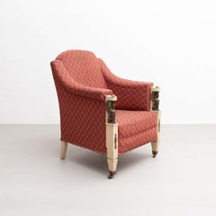 Upholstered Vintage Armchair with Sphinx Decorations, circa 1940