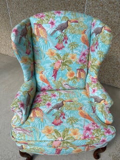 Upholstered Vintage Wingback Chair, Mid 20th Century