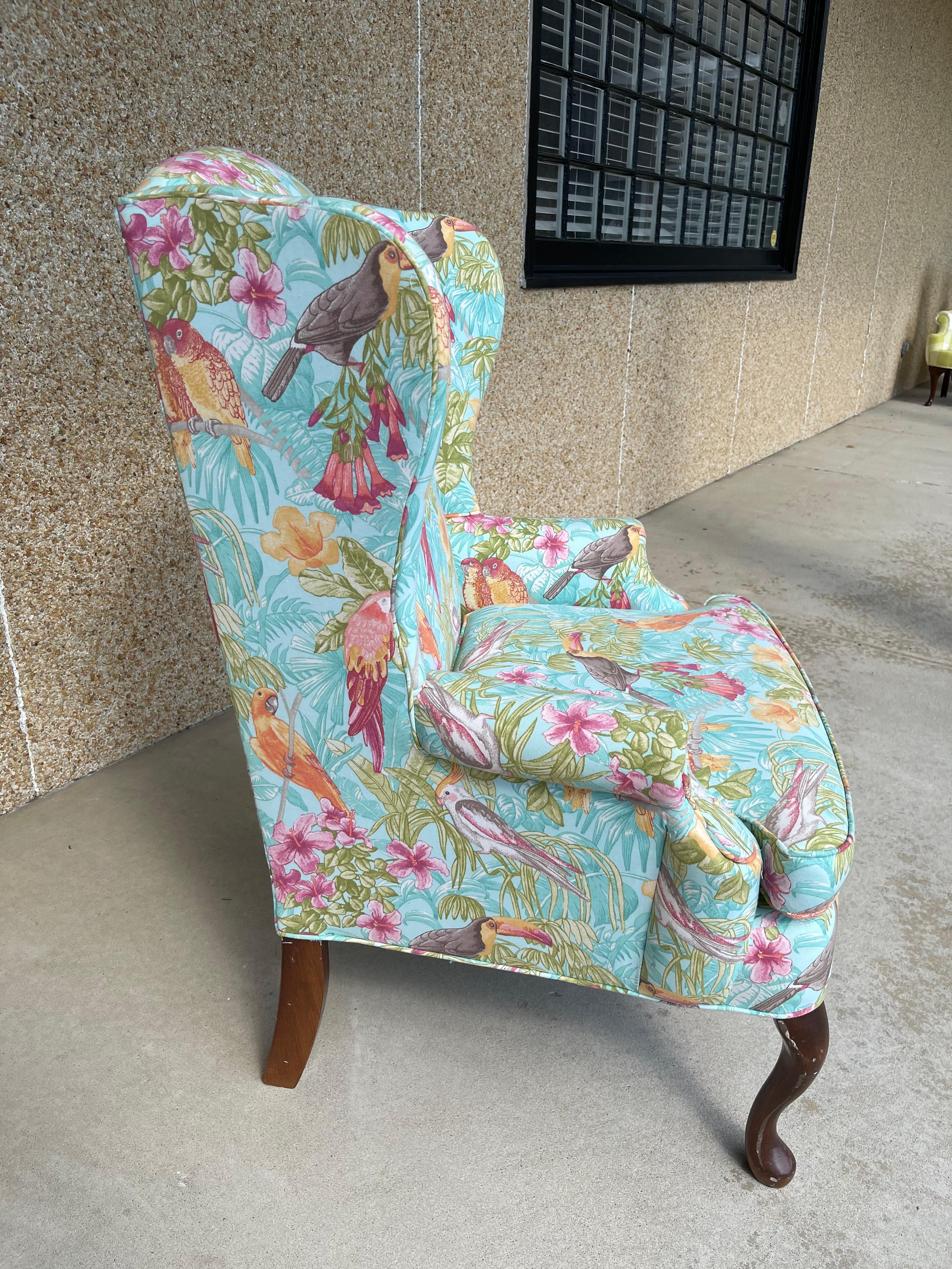 Upholstered Vintage Wingback Chair, Mid 20th Century For Sale 2