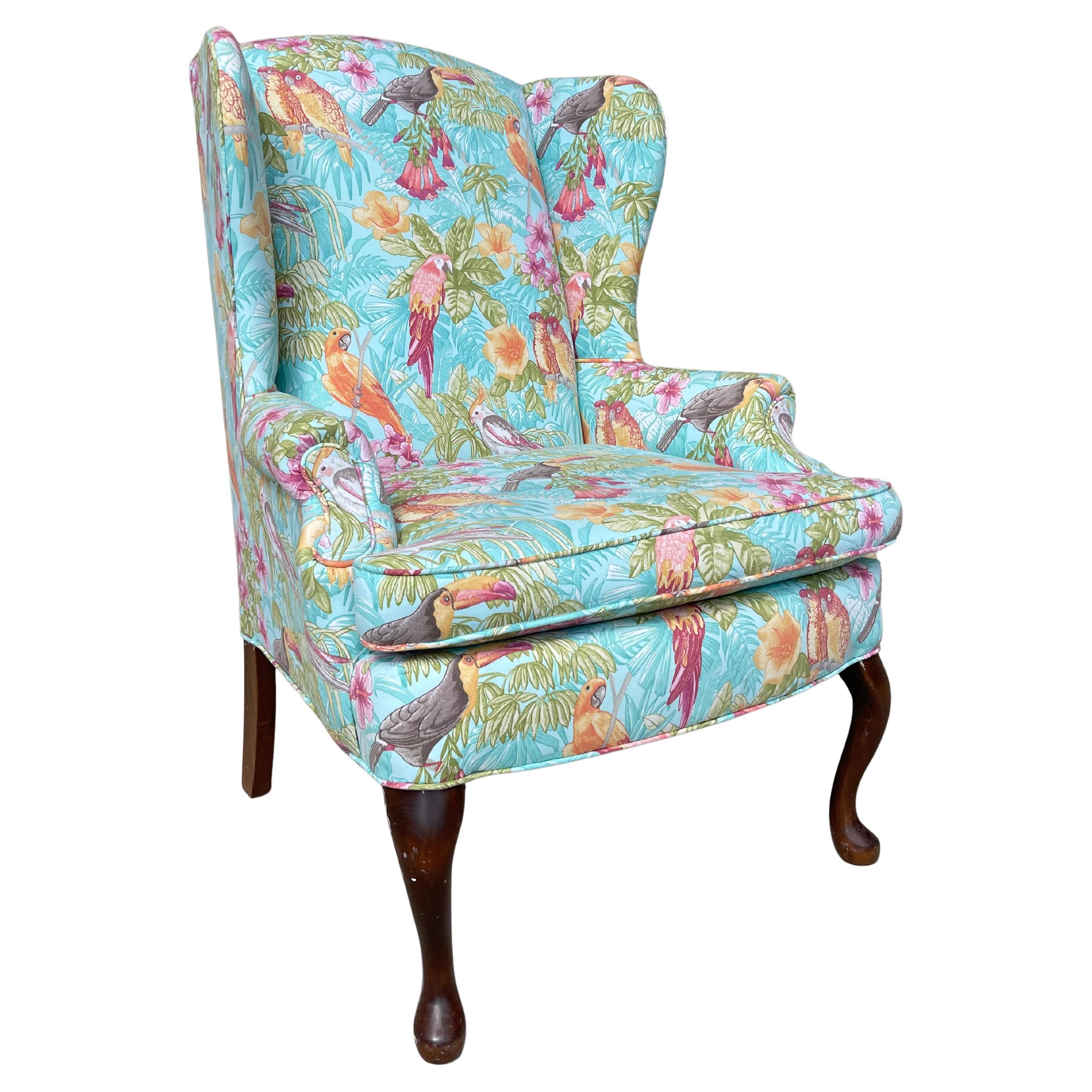 Upholstered Vintage Wingback Chair, Mid 20th Century